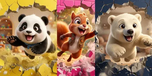 3D Wallbreaking Animal Creators generated by gemini-image