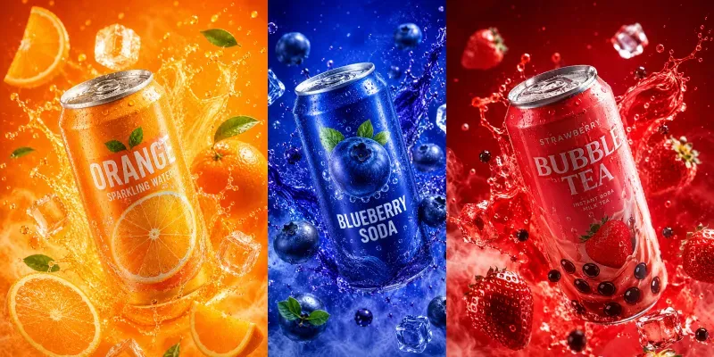 Premium Beverage Product Ad Posters generated by undefined