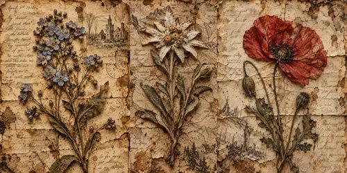 Vintage Melancholic Trench Floral Art generated by chatgpt-image