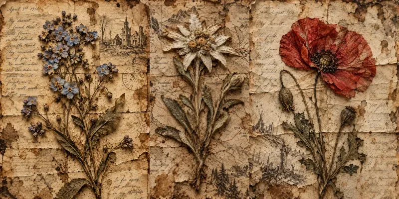 Vintage Melancholic Trench Floral Art