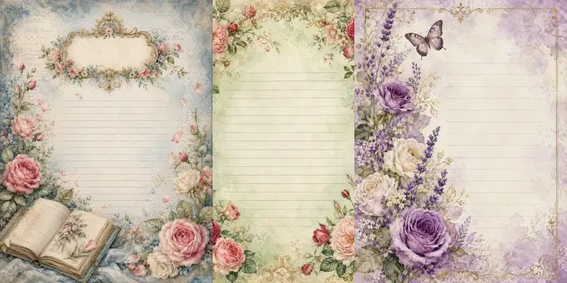 Vintage Floral Junk Journal Pages generated by undefined
