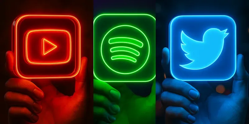 Neon App Logo Glow Mockups Generator App | PromptBase