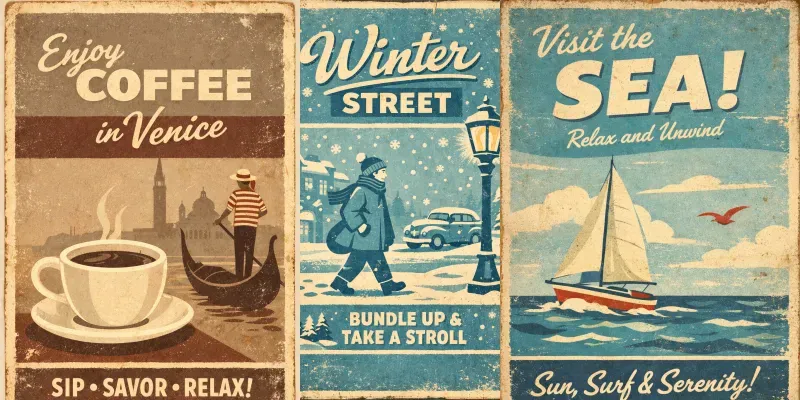 Retro Posters Pack Generator App | PromptBase
