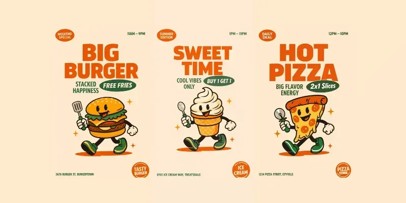 Retro Cafe Poster Pack Generator App | PromptBase