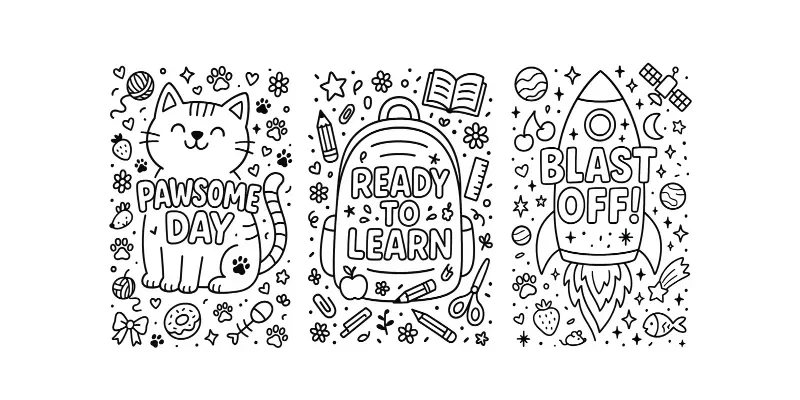 Cheerful Doodle Text Coloring Pages Generator App | PromptBase
