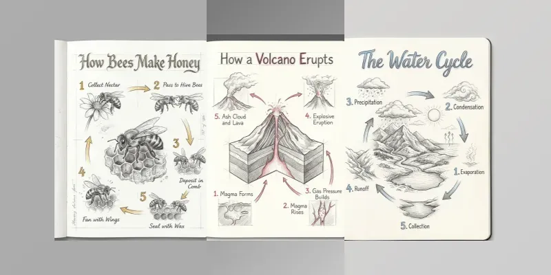 Pencil Sketch Explainer Infographics Generator App | PromptBase