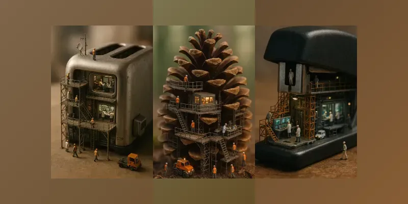 Tiny Bases Built From Everyday Objects ChatGPT Image Prompt | PromptBase