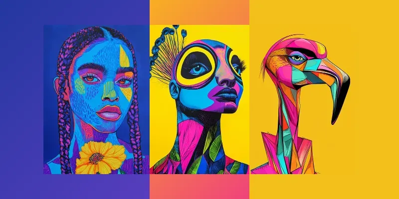 Vivid Neon Portraits Midjourney Prompt | PromptBase