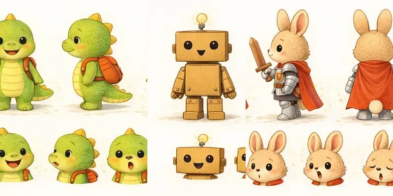 Cute Storybook Character Sheet Generator App | PromptBase