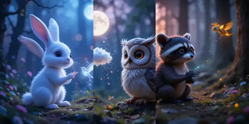 Adorable Baby Animals In Magical Forest Generator App | PromptBase
