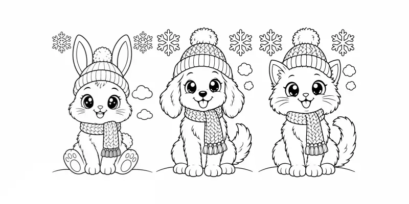 Cute Animal Winter Coloring Books ChatGPT Image Prompt | PromptBase