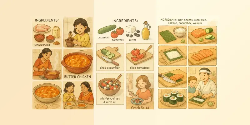 Whimsical Watercolor Recipe Comic Page Generator App | PromptBase