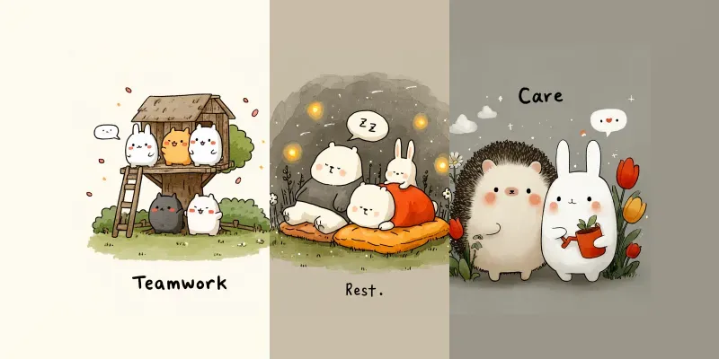 Storybook Clipart Animals Cozy Moments Midjourney Prompt | PromptBase