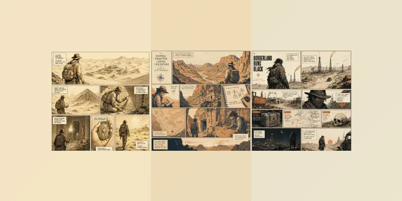 Minimalist Desert Comic Prompt Kit Generator App | PromptBase