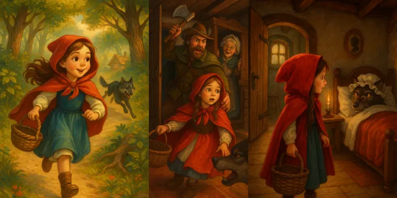 Little Red Riding Hood Storybook Scenes ChatGPT Image Prompt | PromptBase