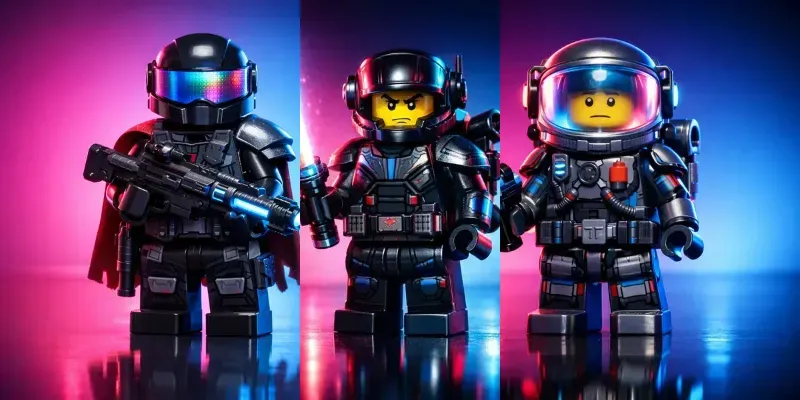 Cinematic Neon Lego Character Generator App | PromptBase