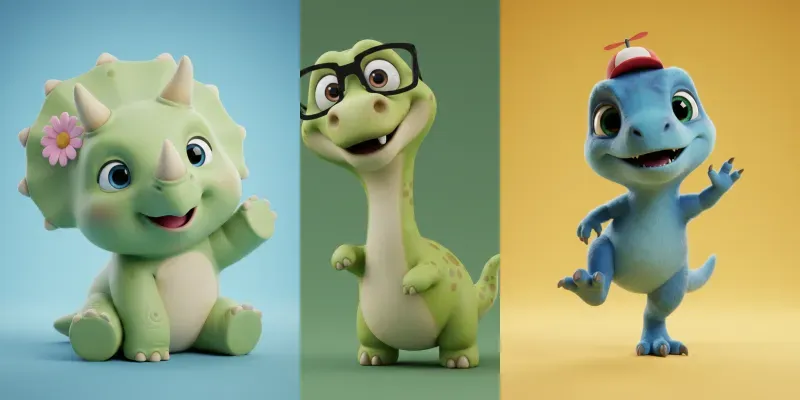 Cute Pixarinspired Dinosaur Characters Generator App | PromptBase