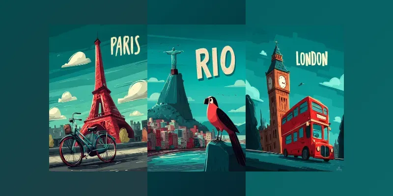 Retro Illustrated City Poster Design Generator App | PromptBase