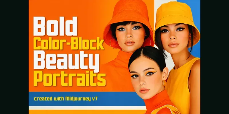 Bold Colorblock Beauty Portraits Generator App | PromptBase