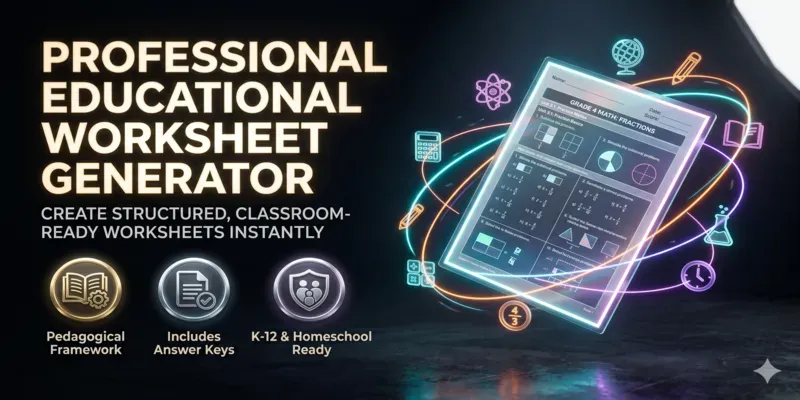Professional Educational Worksheet Generator App | PromptBase