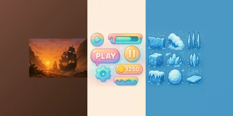 2d Game Ui And Obstacle Elements Bundle | PromptBase