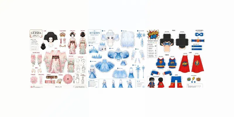 Papercraft Character Template Set Generator App | PromptBase