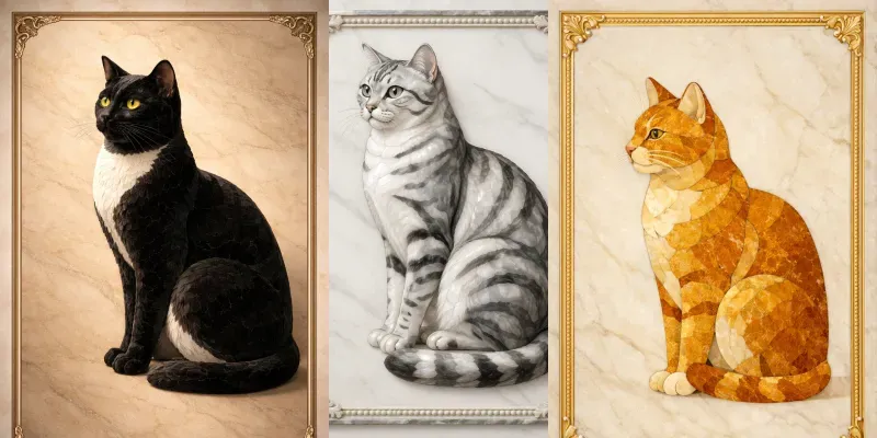 Pietra Dura Cat Inlay Panels Generator App | PromptBase