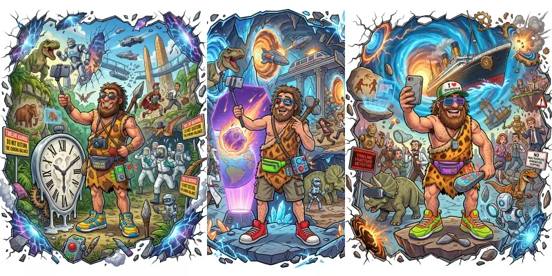 Caveman Time Disaster Tshirt Art Gemini Image Prompt | PromptBase