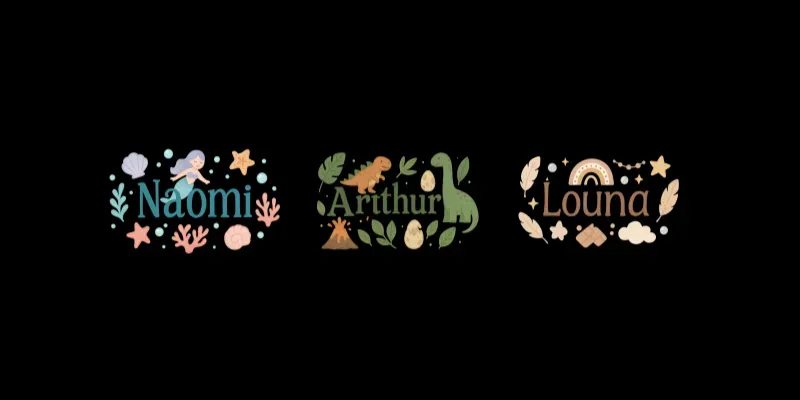 Illustrated Name Transparent Background Generator App | PromptBase