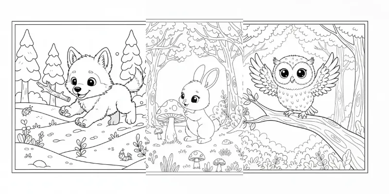 Forest Baby Animals Colouring Pages Generator App | PromptBase