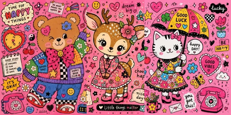Kawaii Doodle Character Art Prompt Pack Generator App | PromptBase