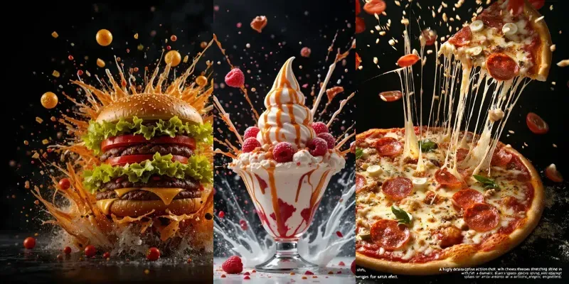 Explosive Food Photography With Dynamic Generator App | PromptBase