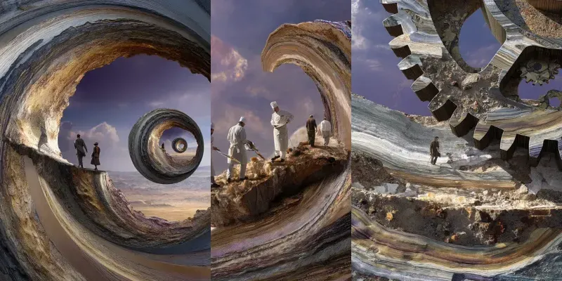 Geological Object Fusion Surreal Collage Generator App | PromptBase