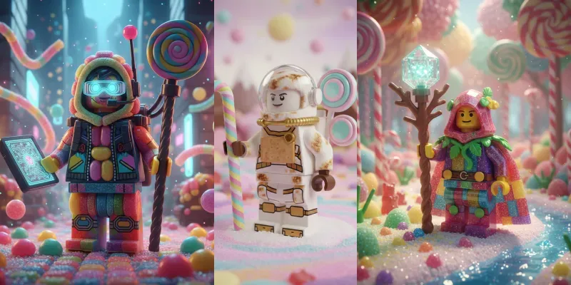 Candy Fantasy Lego Minifigure Character Generator App | PromptBase
