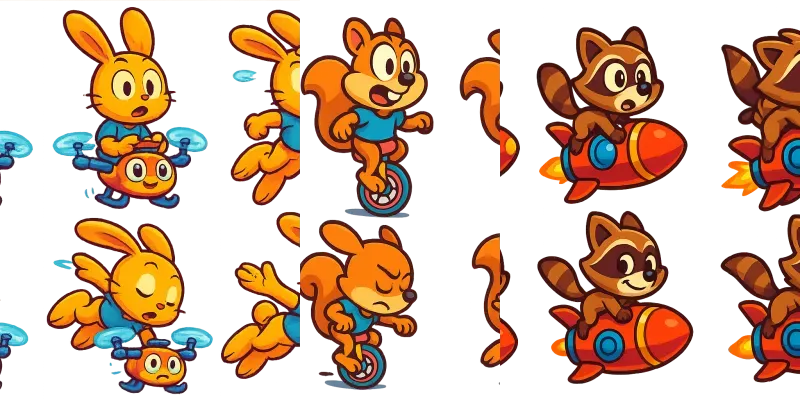 Cartoon Sprite Sheets Generator App | PromptBase