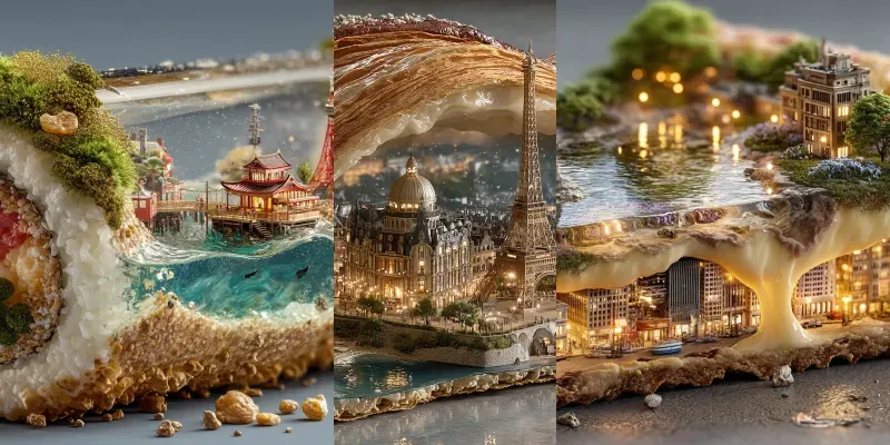 Stunning Miniature Worlds On Tables Generator App | PromptBase