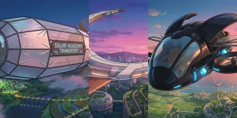 Solarpunk Flying Vehicle Design Generator App | PromptBase