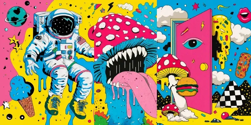 Psychedelic Pop Art Illustration Generator App | PromptBase