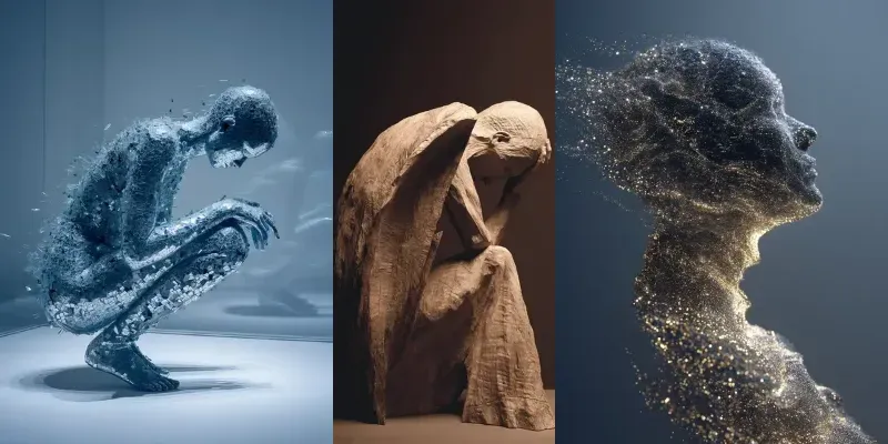 Abstract Sculptures Of Human Emotion Midjourney Prompt | PromptBase