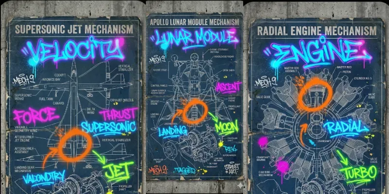 Blueprint Graffiti Mechanical Engineer Generator App | PromptBase