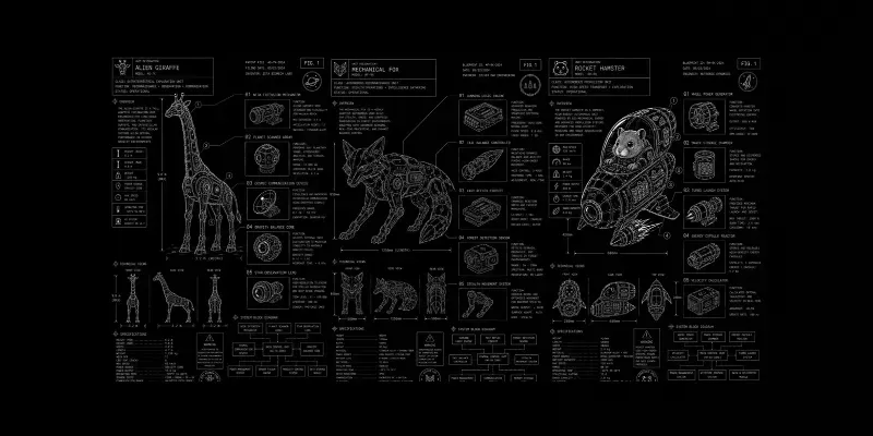 Retro Robot Blueprint Schematic Tees ChatGPT Image Prompt | PromptBase