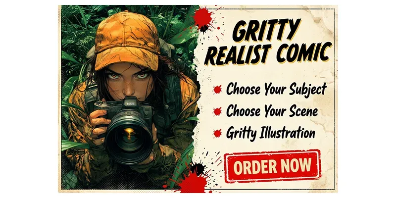 Gritty Realist Comic Generator App | PromptBase