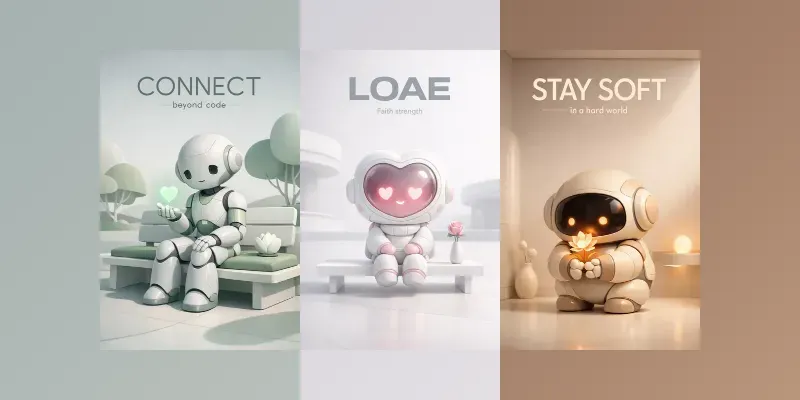 Minimal Cute Robotics Poster Template Generator App | PromptBase