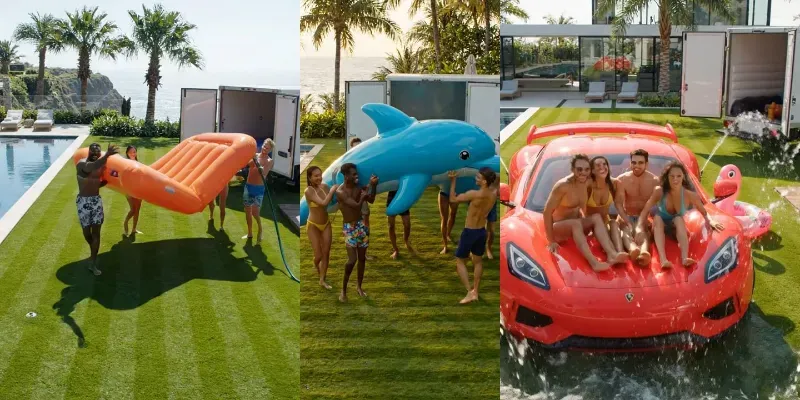 Luxury Inflatable Pool Ads Generator App | PromptBase