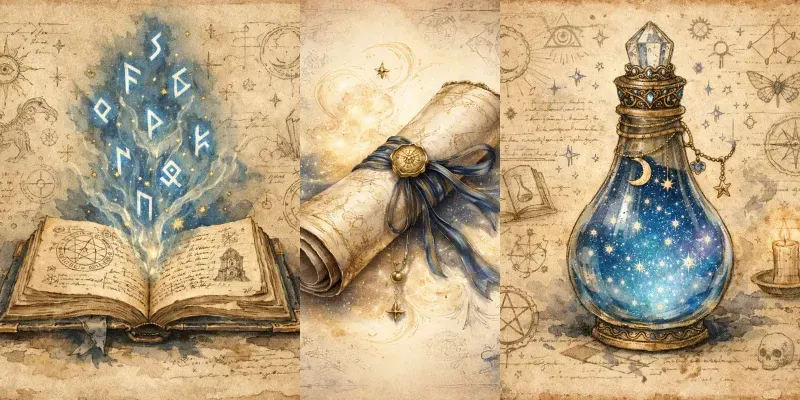 Mystical Arcane Objects Collection Generator App | PromptBase