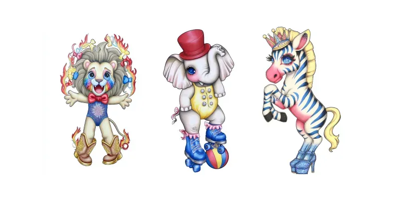 Cute Animal Circus Clipart Sets Midjourney Prompt | PromptBase