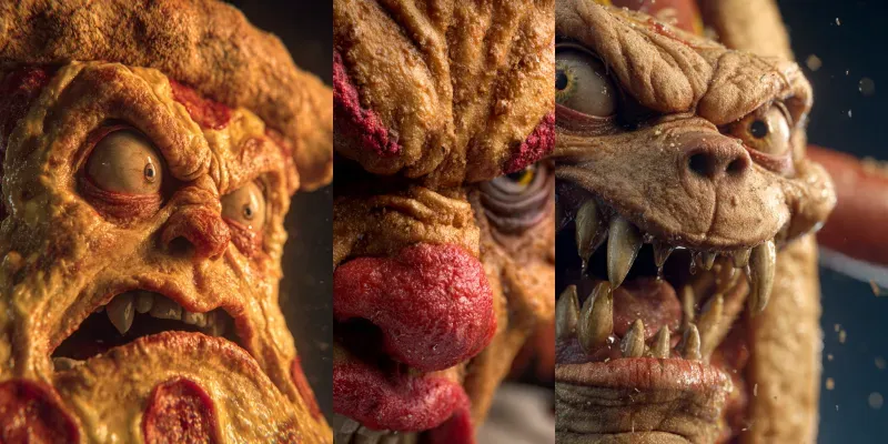 Grotesque Food Face Macro Generator App | PromptBase