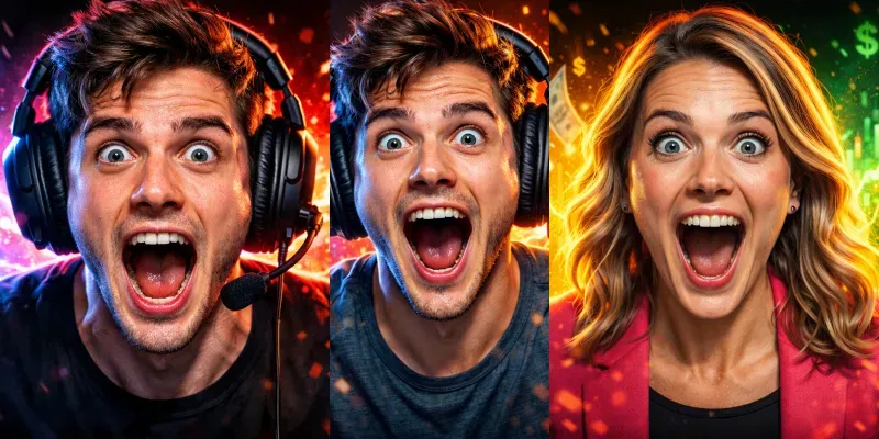 Viral Youtube Reaction Thumbnails Generator App | PromptBase