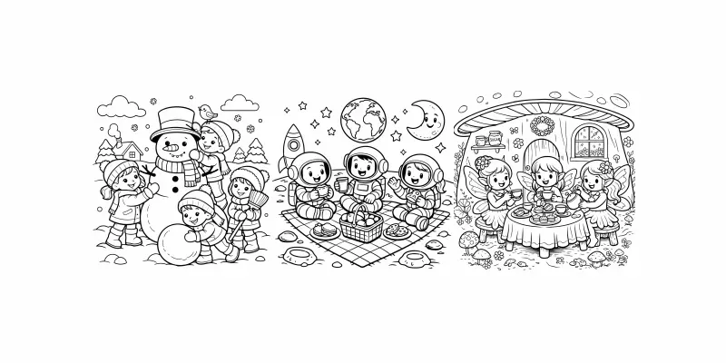 Cute Coloring Page Line Art Prompts Generator App | PromptBase