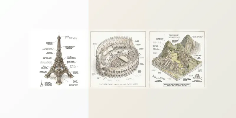 Isometric Landmark Schematic Sketch Generator App | PromptBase